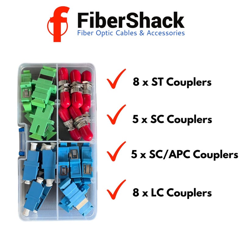 Fibershack - Fiber Optic Coupler Kit - Fiber Optic Connector Kit Includes 26 Fiber Optic Couplers - for ST LC SC/APC SC Cables - Includes Hard Plastic Snap Lock case - Image 3